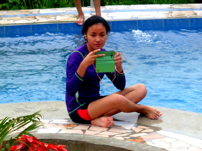 niece denden in our new swimming pool in the philippines